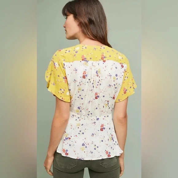 NWT Meadow Rue by Anthropologie Floral Wrap Blouse size 4 - Picture 2 of 7